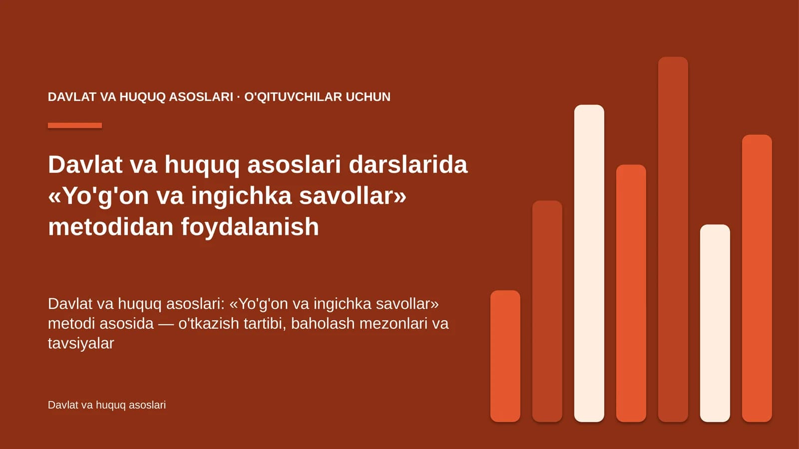 davlat va huquq asoslari darslarida yo'g'on va ingichka savollar metodidan foydalanish 1208
