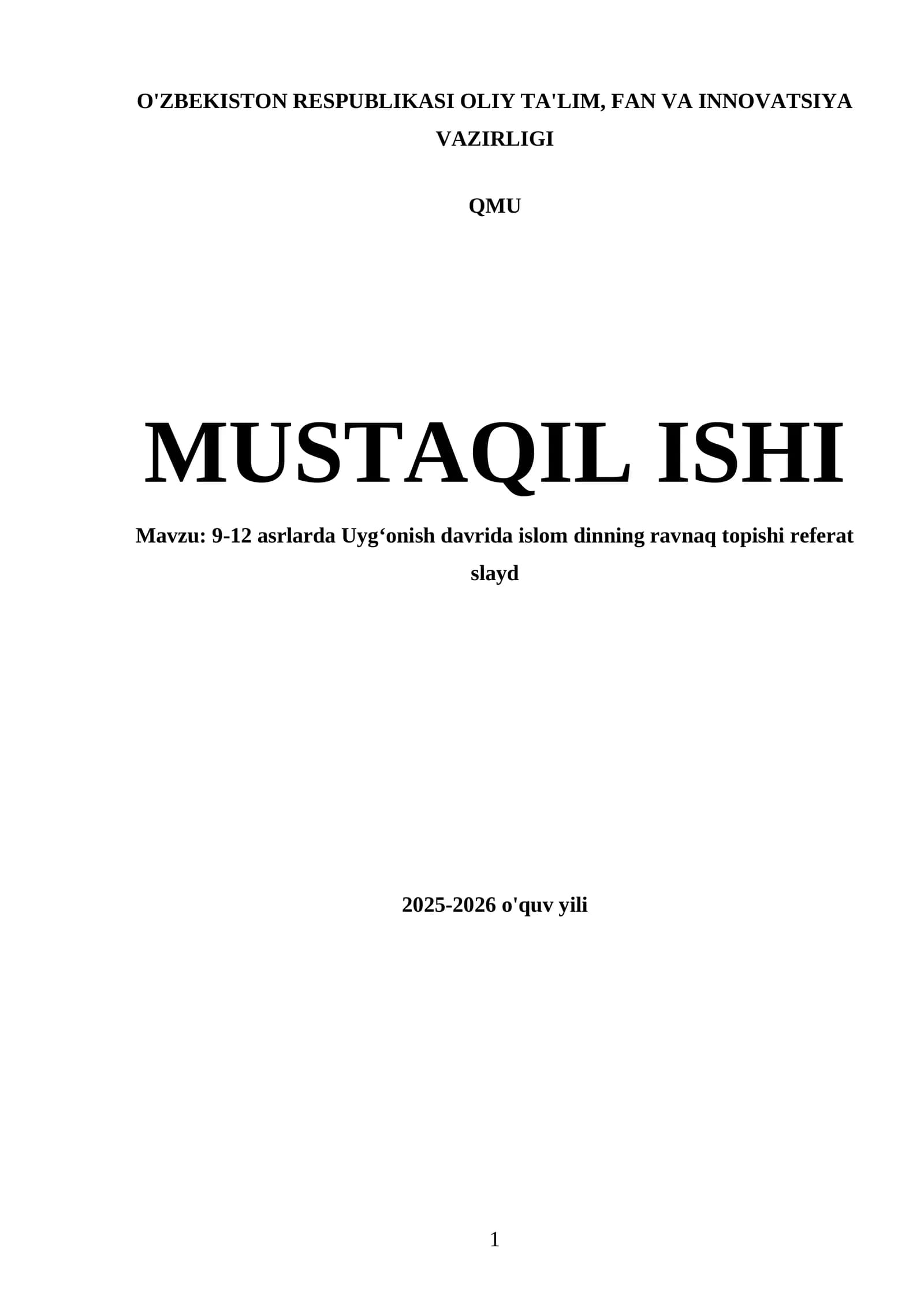 9-12 asrlarda Uygʻonish davrida islom dinning ravnaq topishi referat slayd