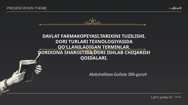 DAVLAT FARMAKOPEYASI.TARIXINI TUZILISHI