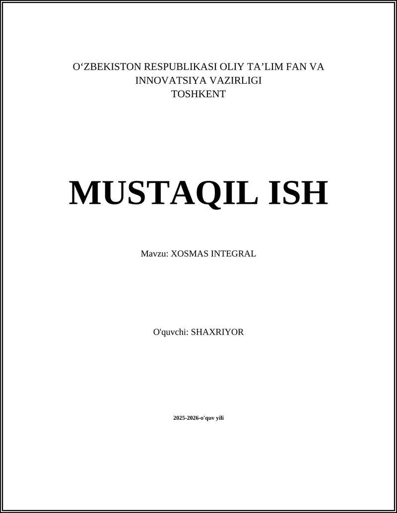 XOSMAS INTEGRAL