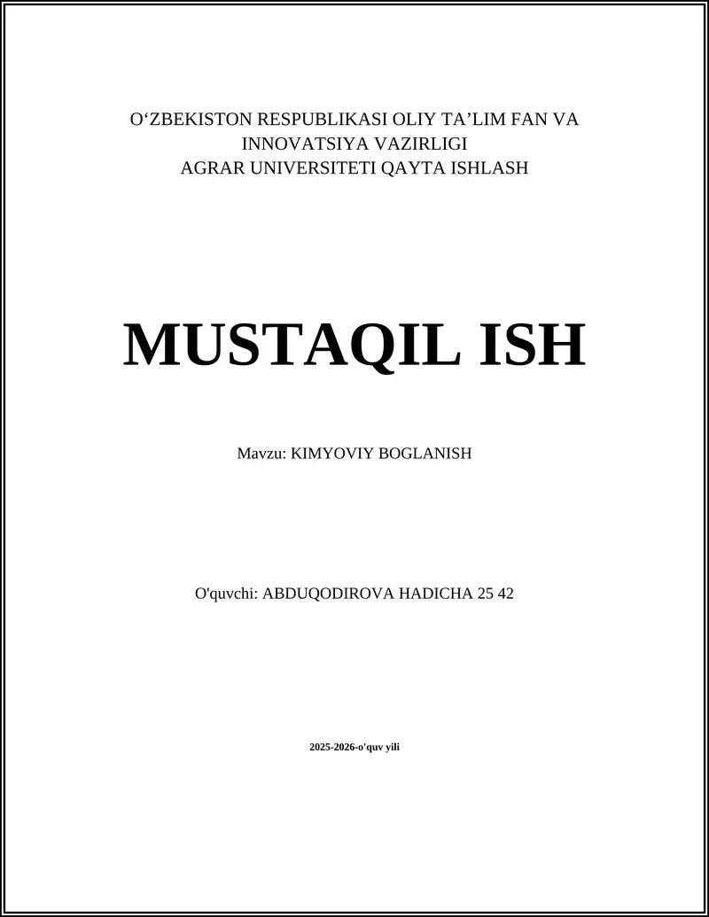 Kimyoviy Bog'lanish Turlari