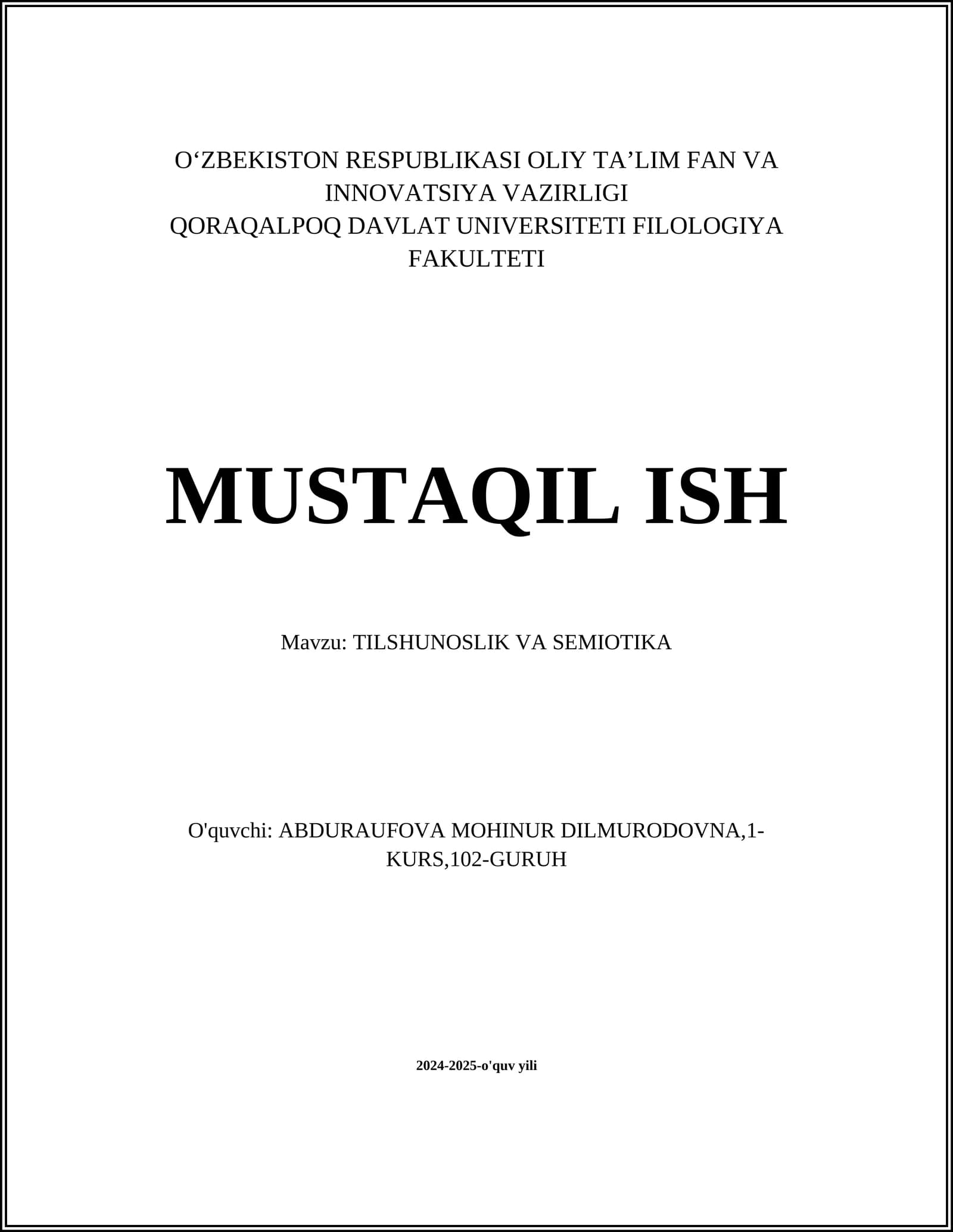 TILSHUNOSLIK VA SEMIOTIKA