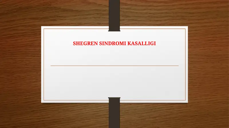 Shegren sindromi kasalligi