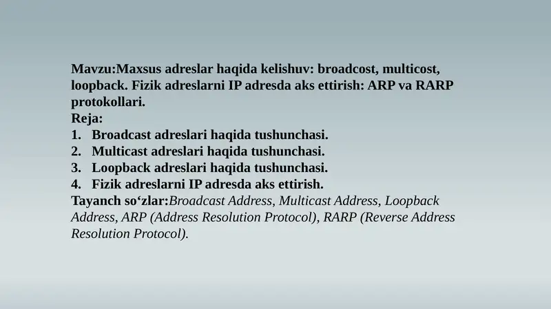 Maxsus adreslar