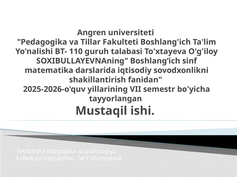 Boshlang‘ich sinf matematika darslari