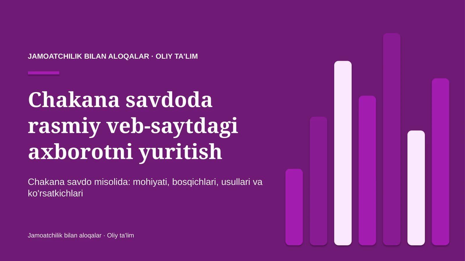 chakana savdoda rasmiy veb saytdagi axborotni yuritish 8294