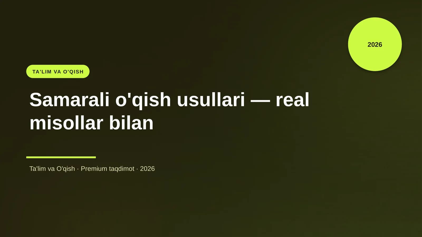 Samarali o'qish usullari — real misollar bilan