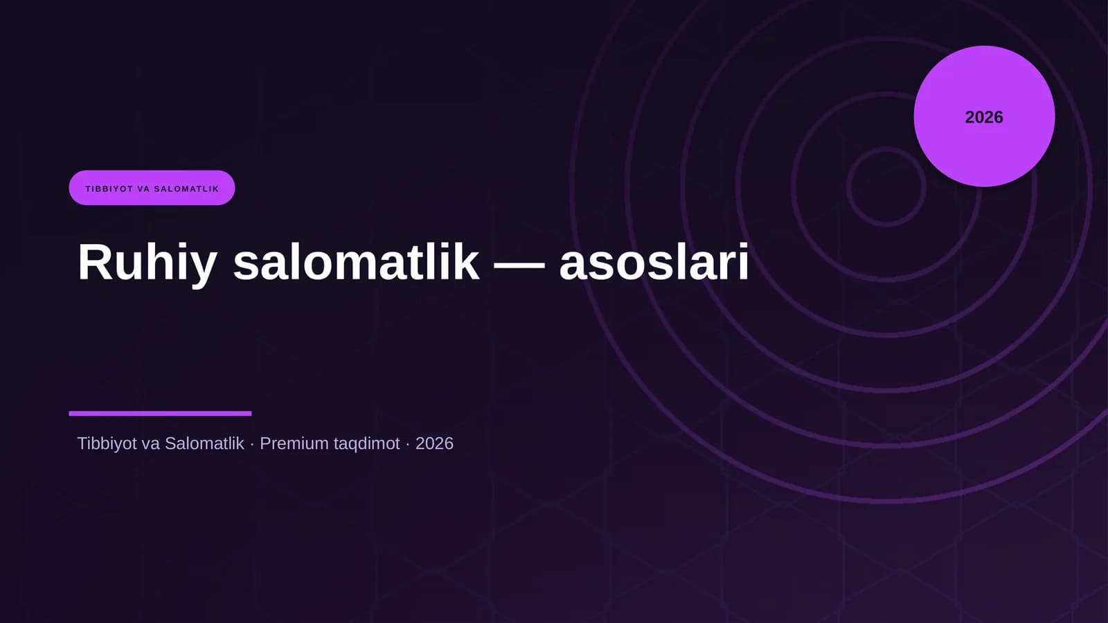 Ruhiy salomatlik — asoslari