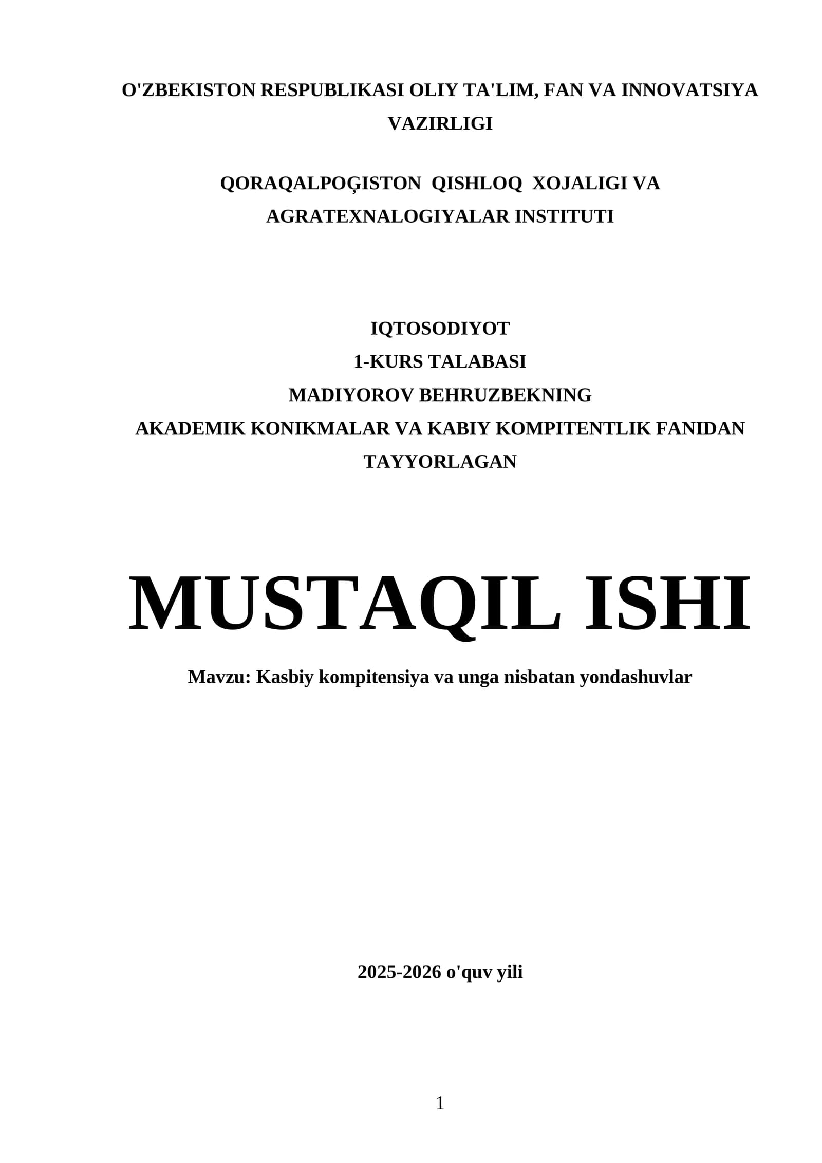 Kasbiy kompitensiya va unga nisbatan yondashuvlar