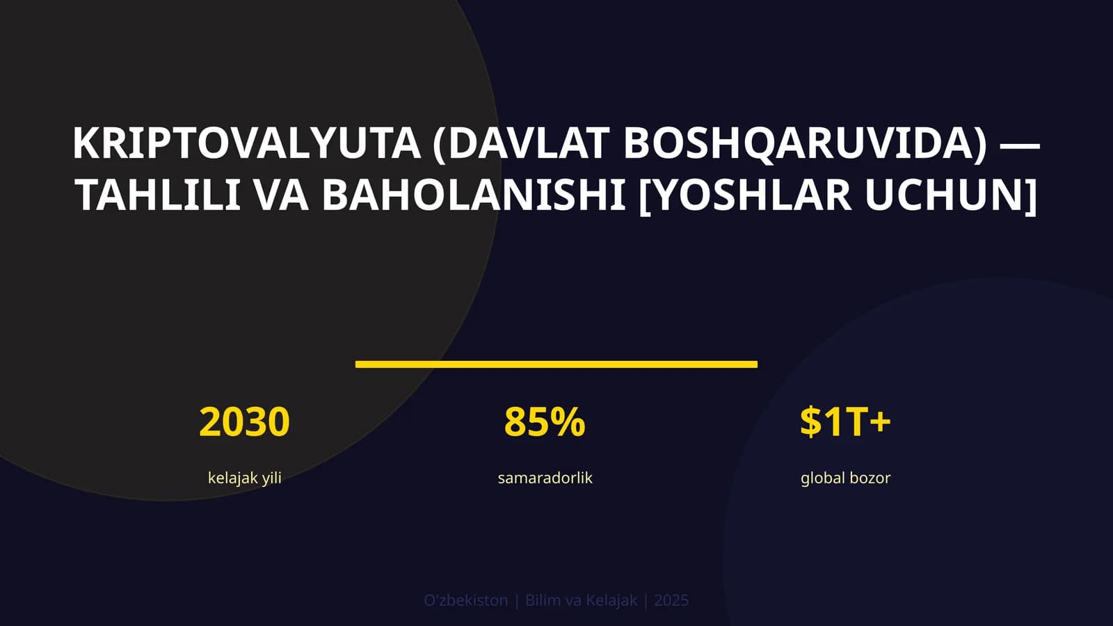 Kriptovalyuta (davlat boshqaruvida) — tahlili va baholanishi [yoshlar uchun]