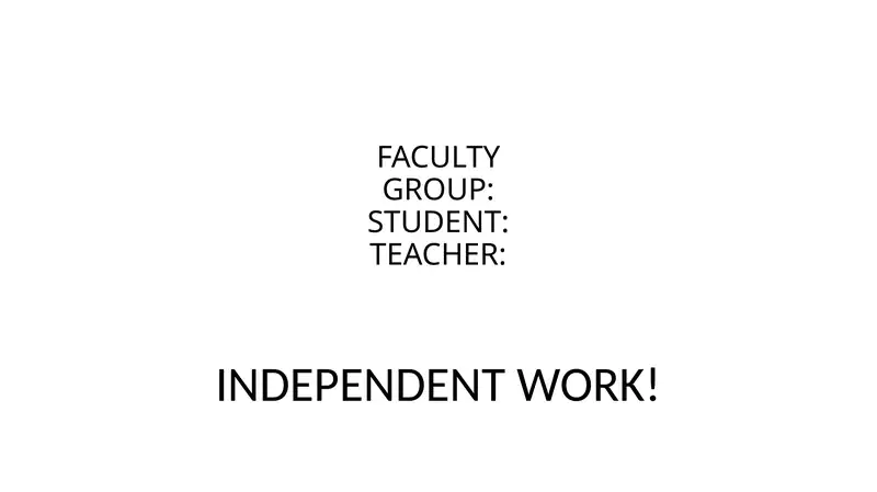 INDEPENDENT WORK
