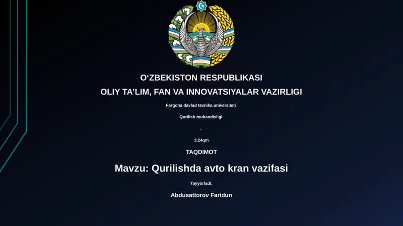 Qurilishda avto kran vazifasi