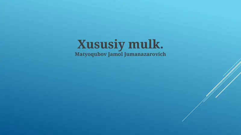 Xususiy mulk