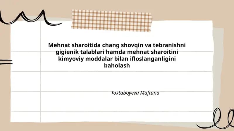 Chang shovqin va tebranishni gigienik talablari