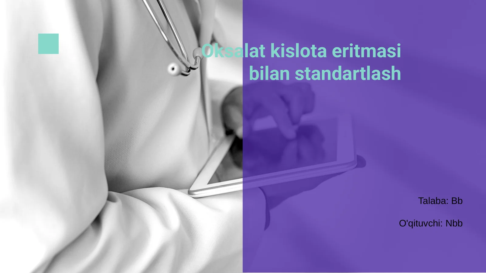 Oksalat kislotasi eritmasi bilan standartlash