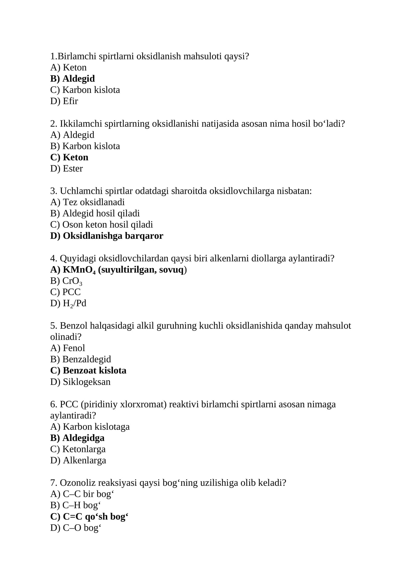 Alkenlarning oksidlanishi