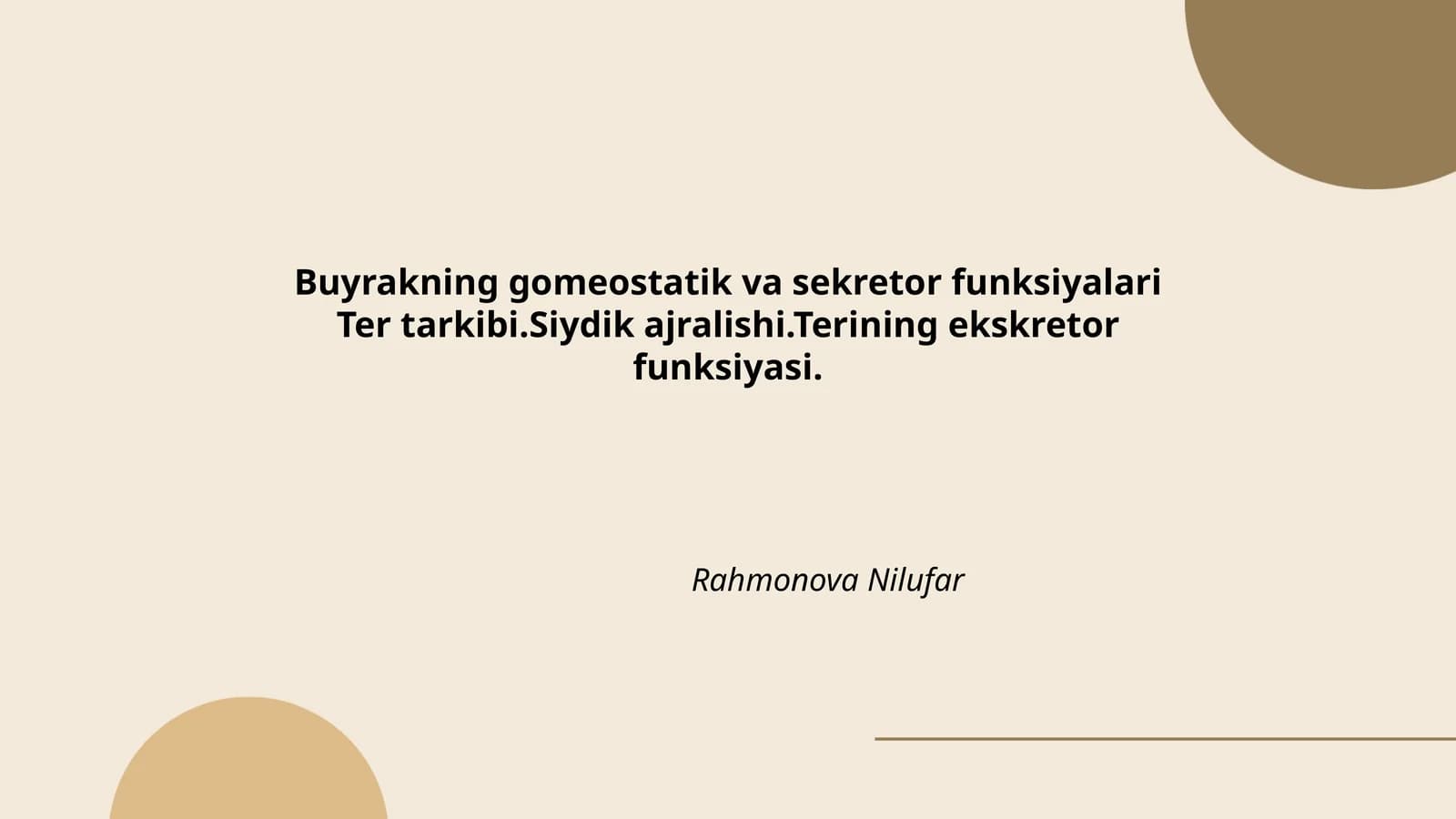 Buyrakning gomeostatik va sekretor funksiyalari