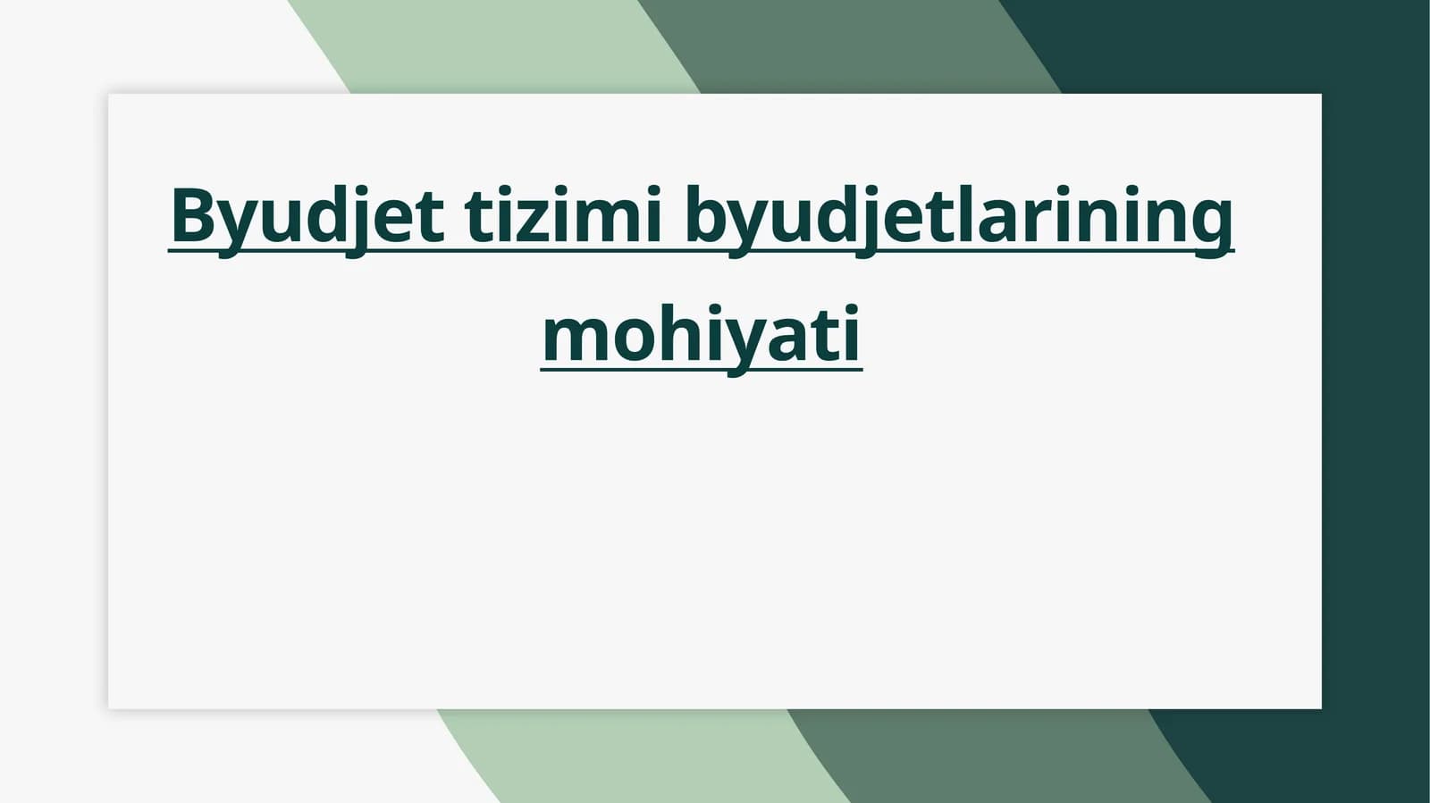 Byudjet tizimi va uning mohiyati