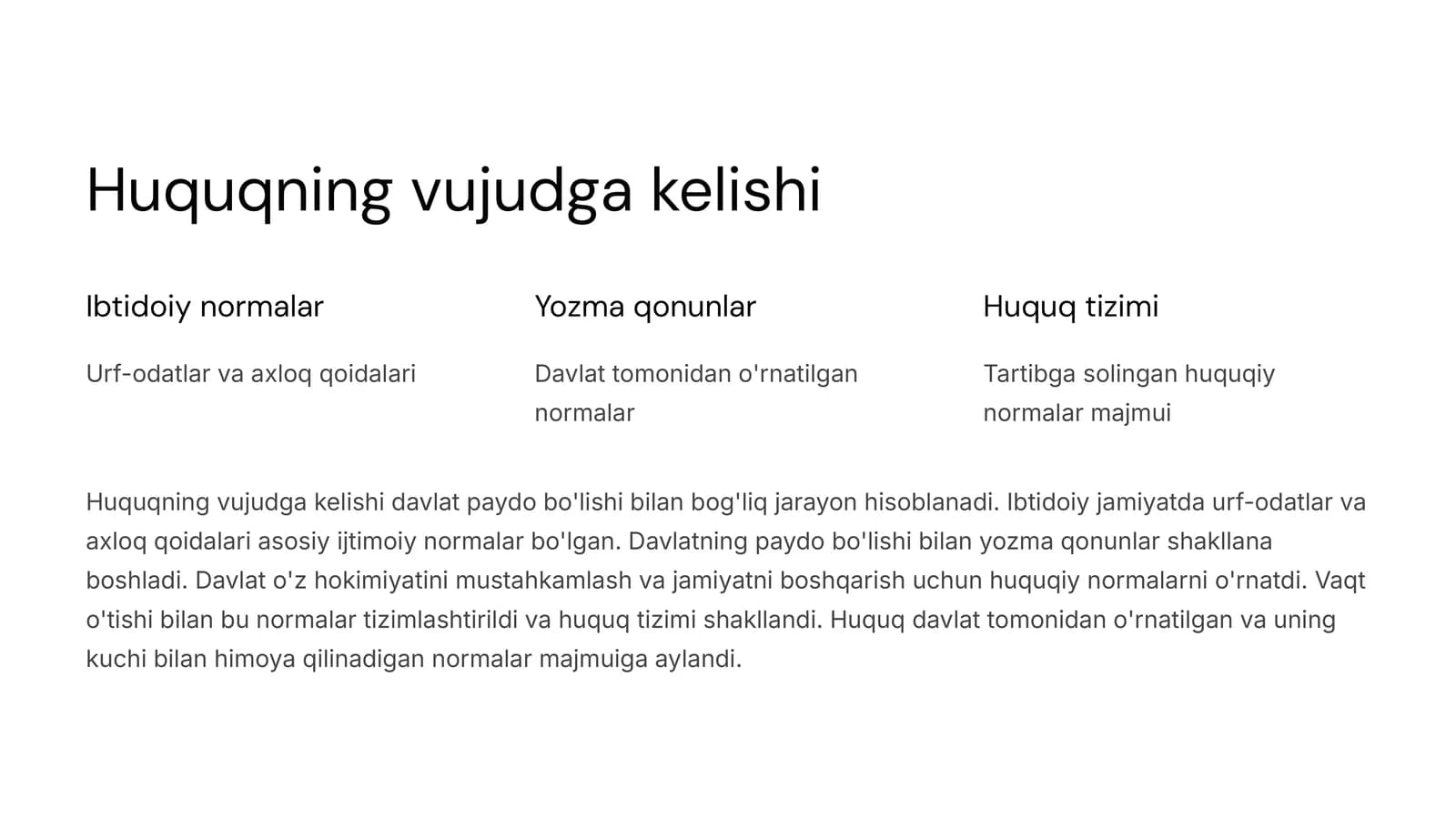 Huquqning vujudga kelishi