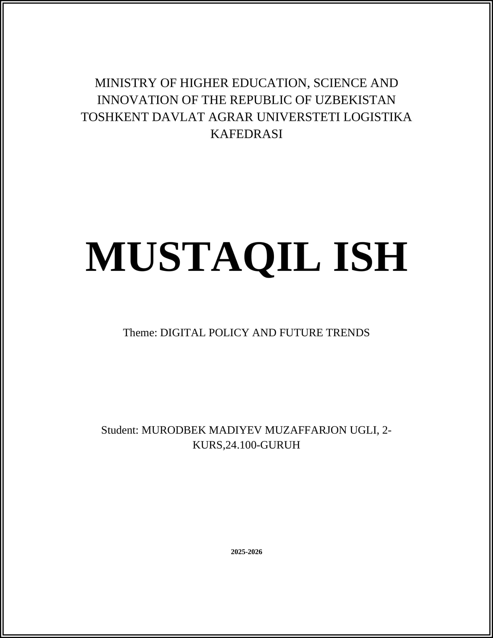 DIGITAL POLICY AND FUTURE TRENDS