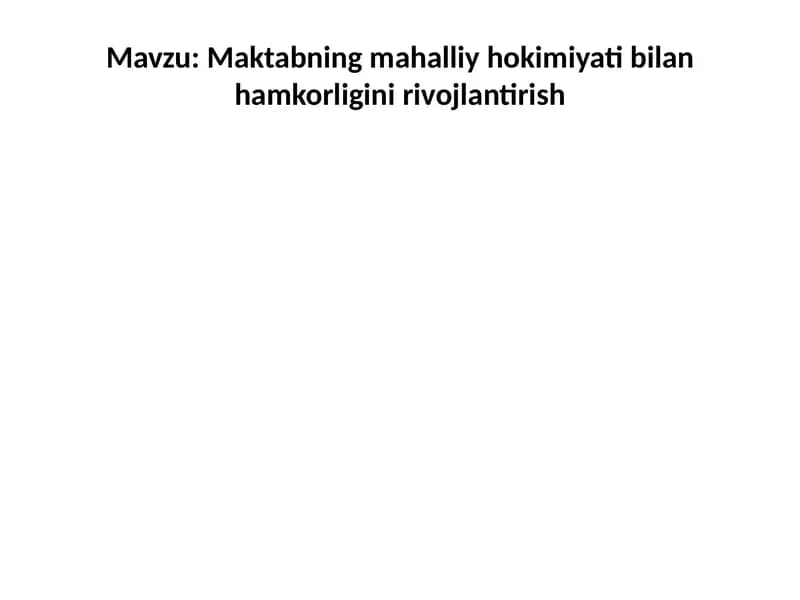 Mahalliy Hokimiyat Bilan Hamkorlik