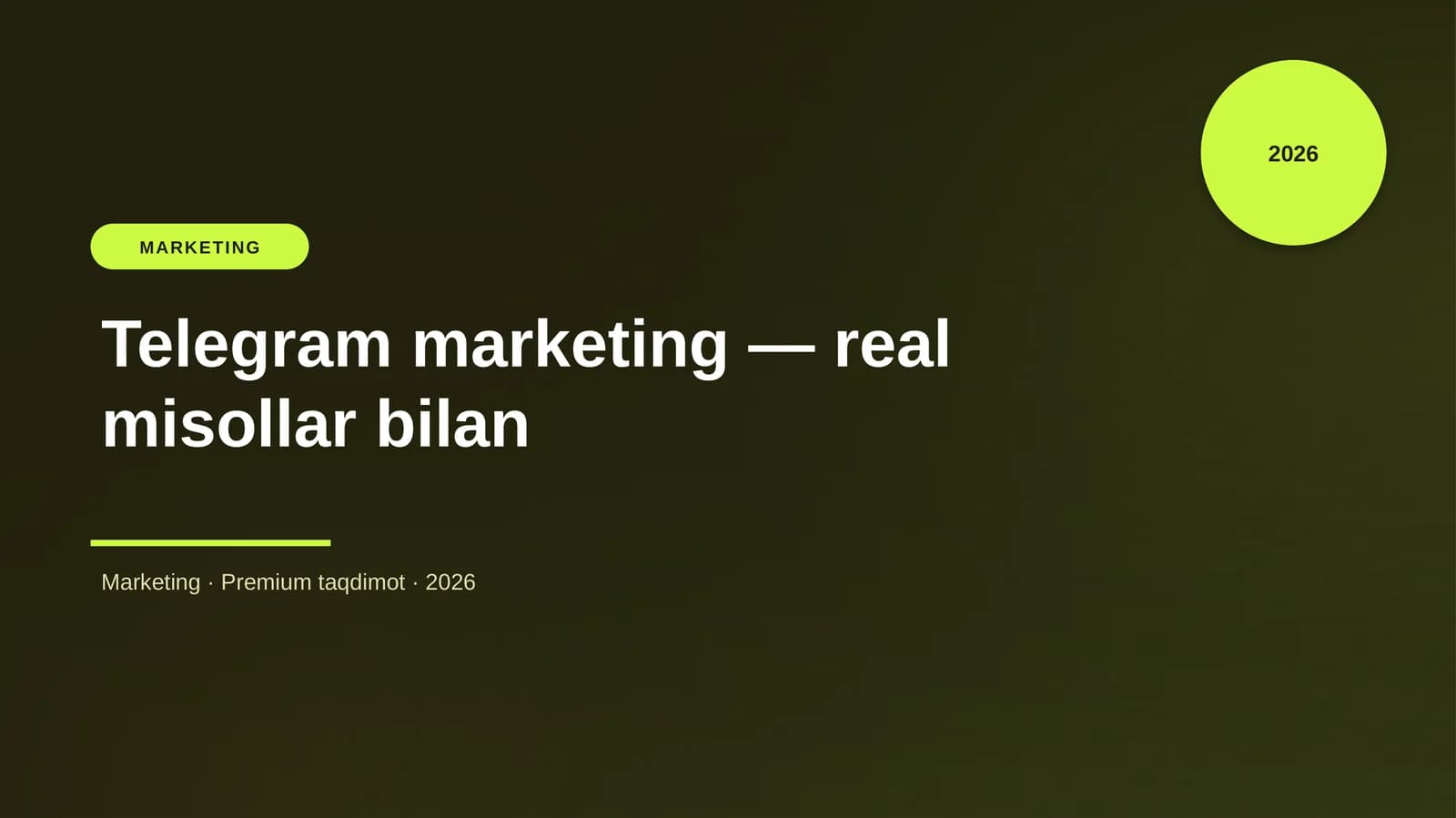 Telegram marketing — real misollar bilan