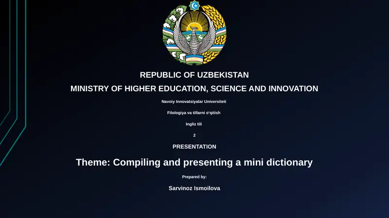 Compiling and presenting a mini dictionary