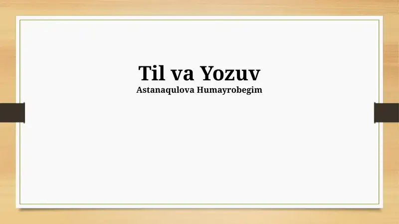 Til va Yozuv