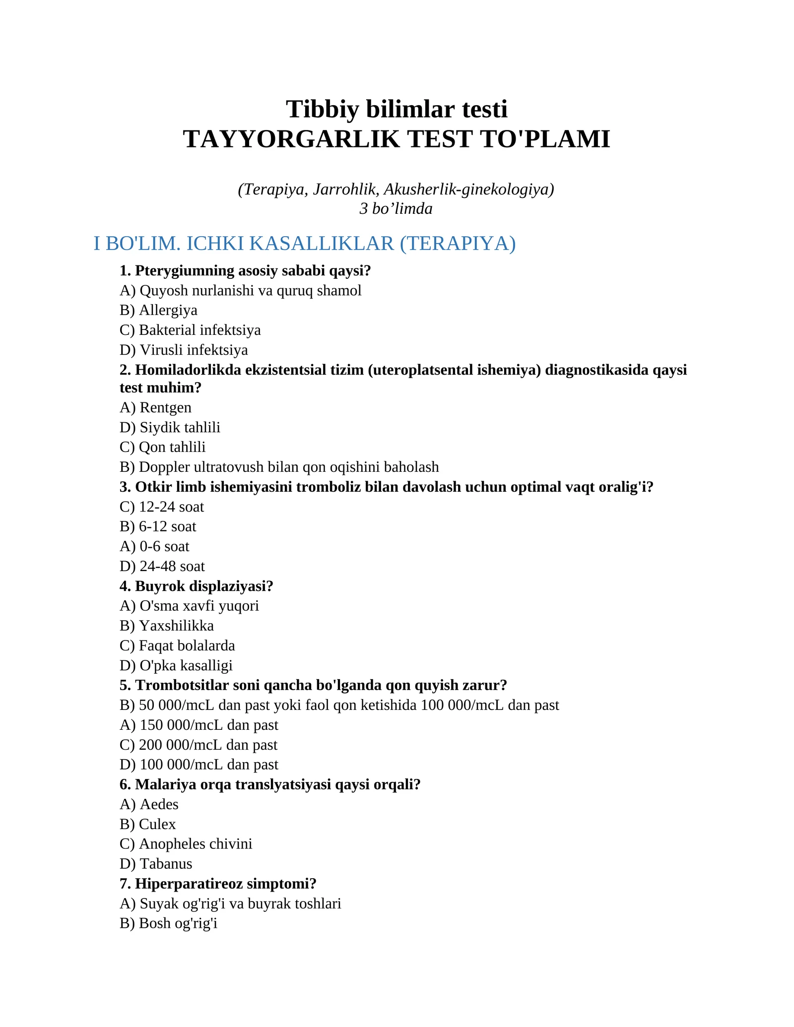 Tibbiy bilimlar testi