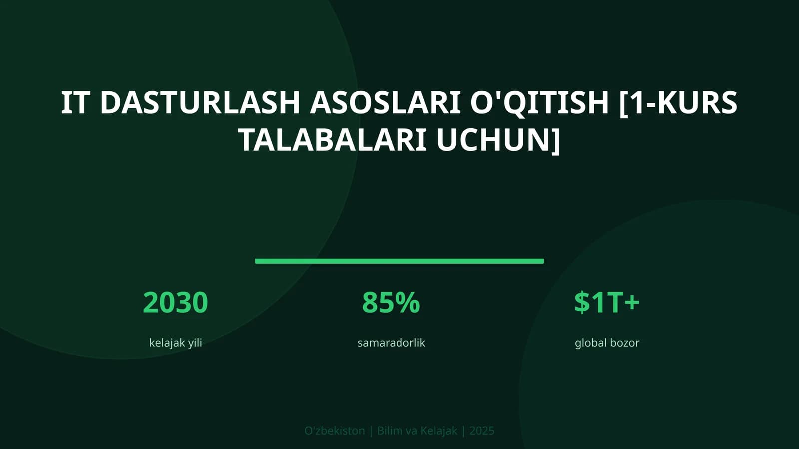 IT dasturlash asoslari o'qitish [1-kurs talabalari uchun]