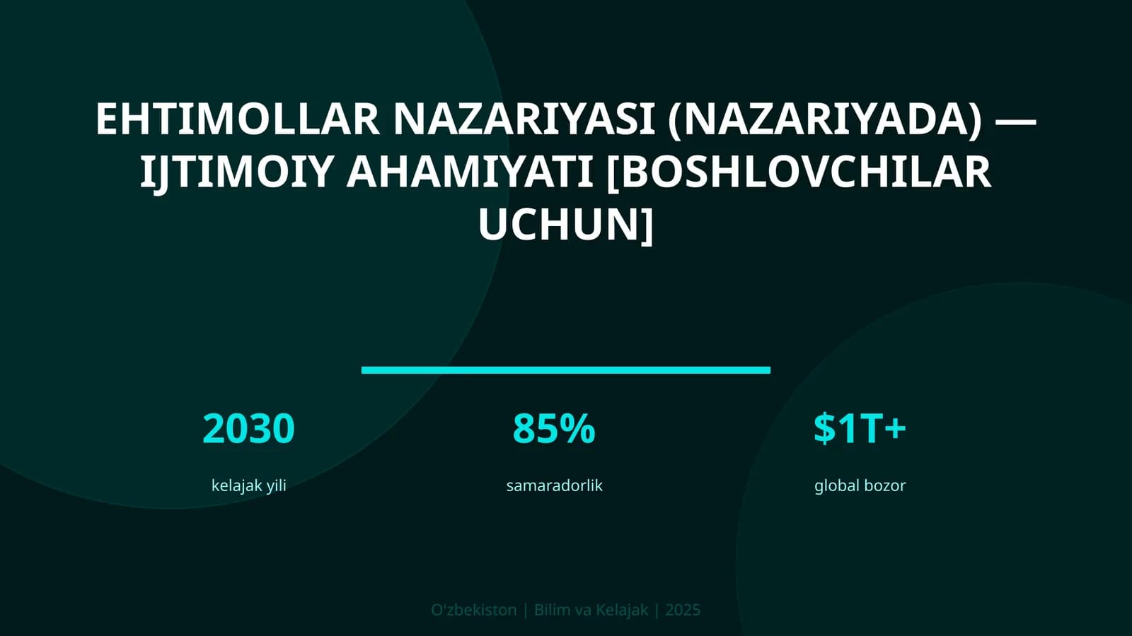 Ehtimollar nazariyasi (nazariyada) — ijtimoiy ahamiyati [boshlovchilar uchun]
