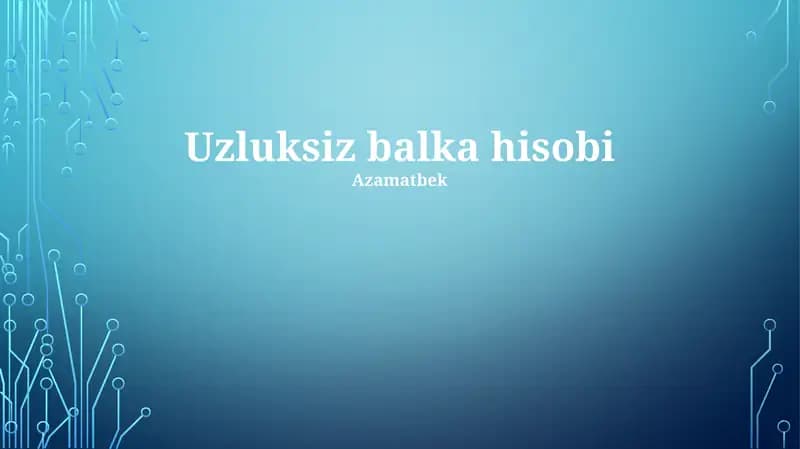 Uzluksiz balka hisobi