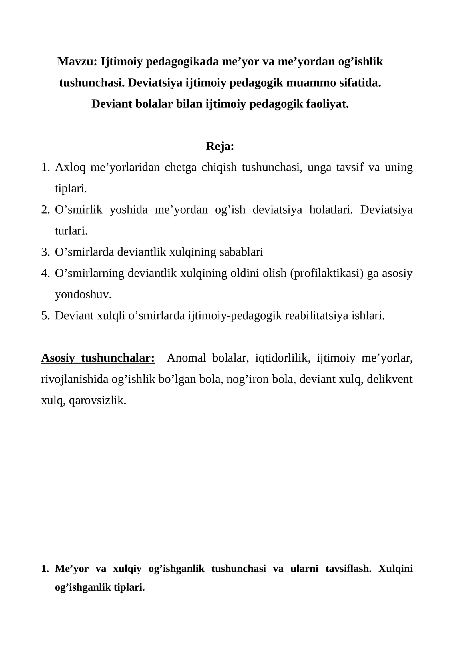 Ijtimoiy pedagogikada deviant bolalar bilan faoliyat