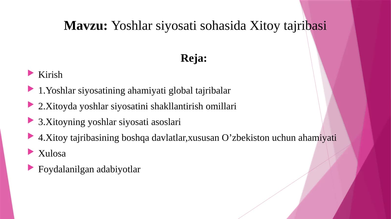 Yoshlar siyosati sohasida Xitoy tajribasi