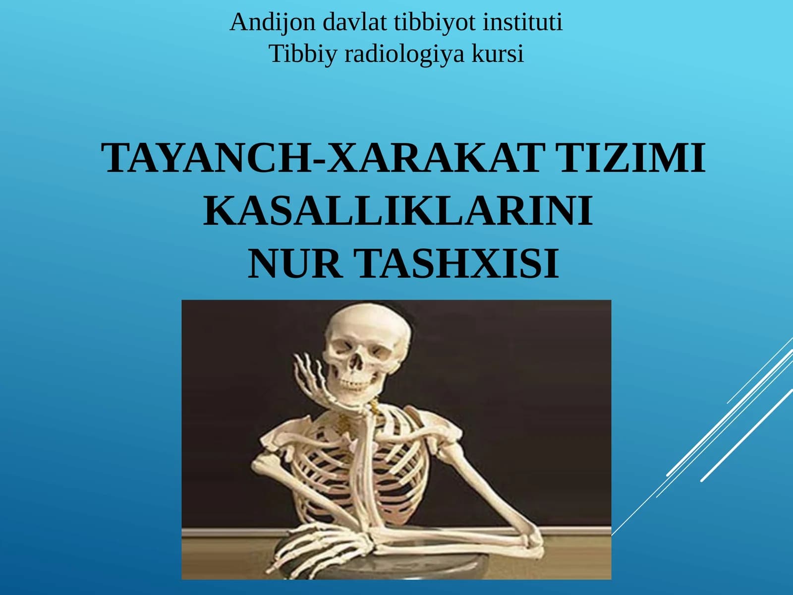 TAYANCH-XARAKAT TIZIMI KASALLIKLARINI 
NUR TASHXISI