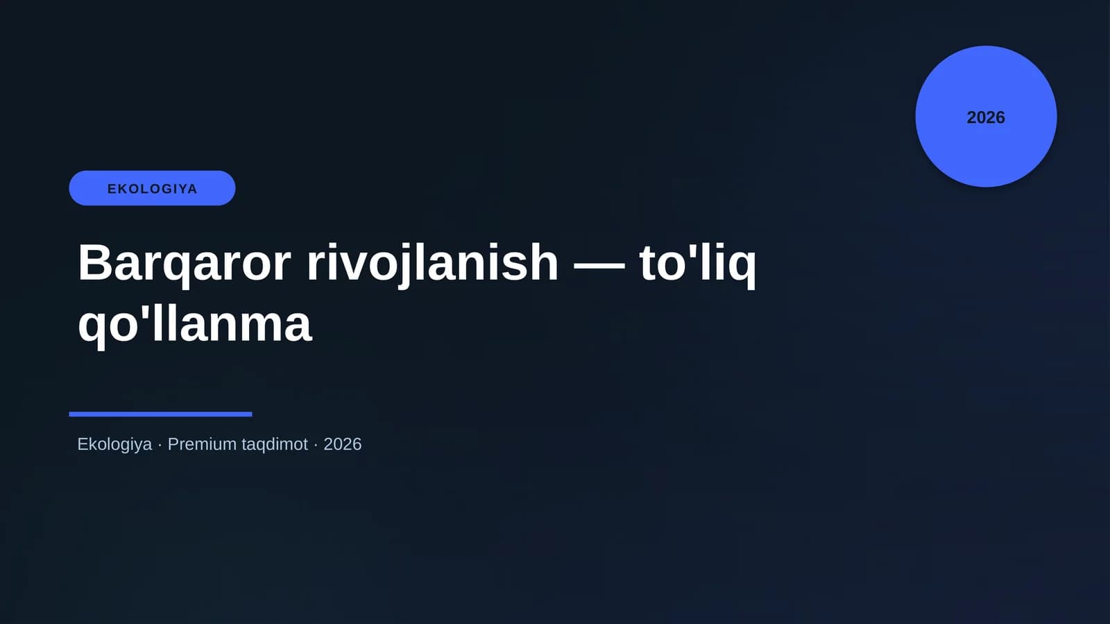 Barqaror rivojlanish — to'liq qo'llanma