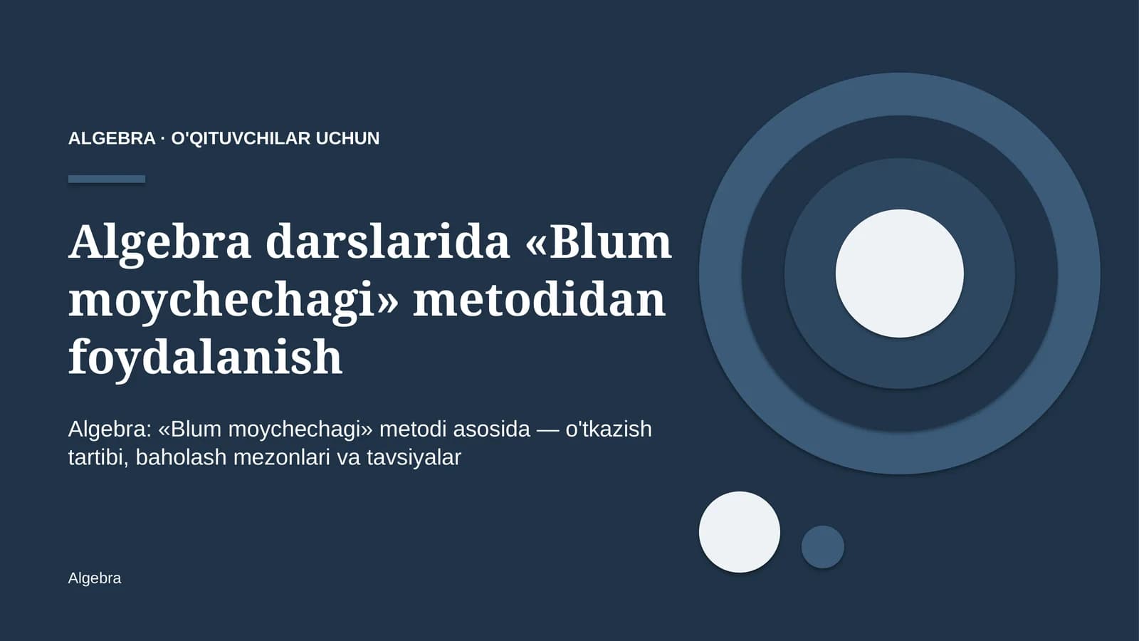 algebra darslarida blum moychechagi metodidan foydalanish 4861