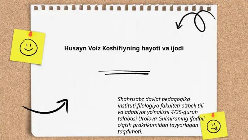 Husayn Voiz Koshifiyning hayoti va ijodi