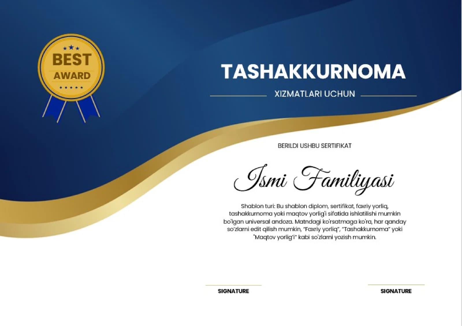 TASHAKKURNOMA
