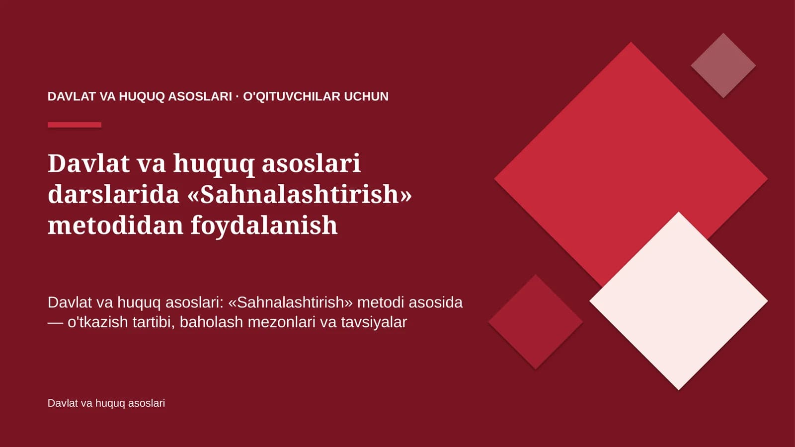 davlat va huquq asoslari darslarida sahnalashtirish metodidan foydalanish 5937