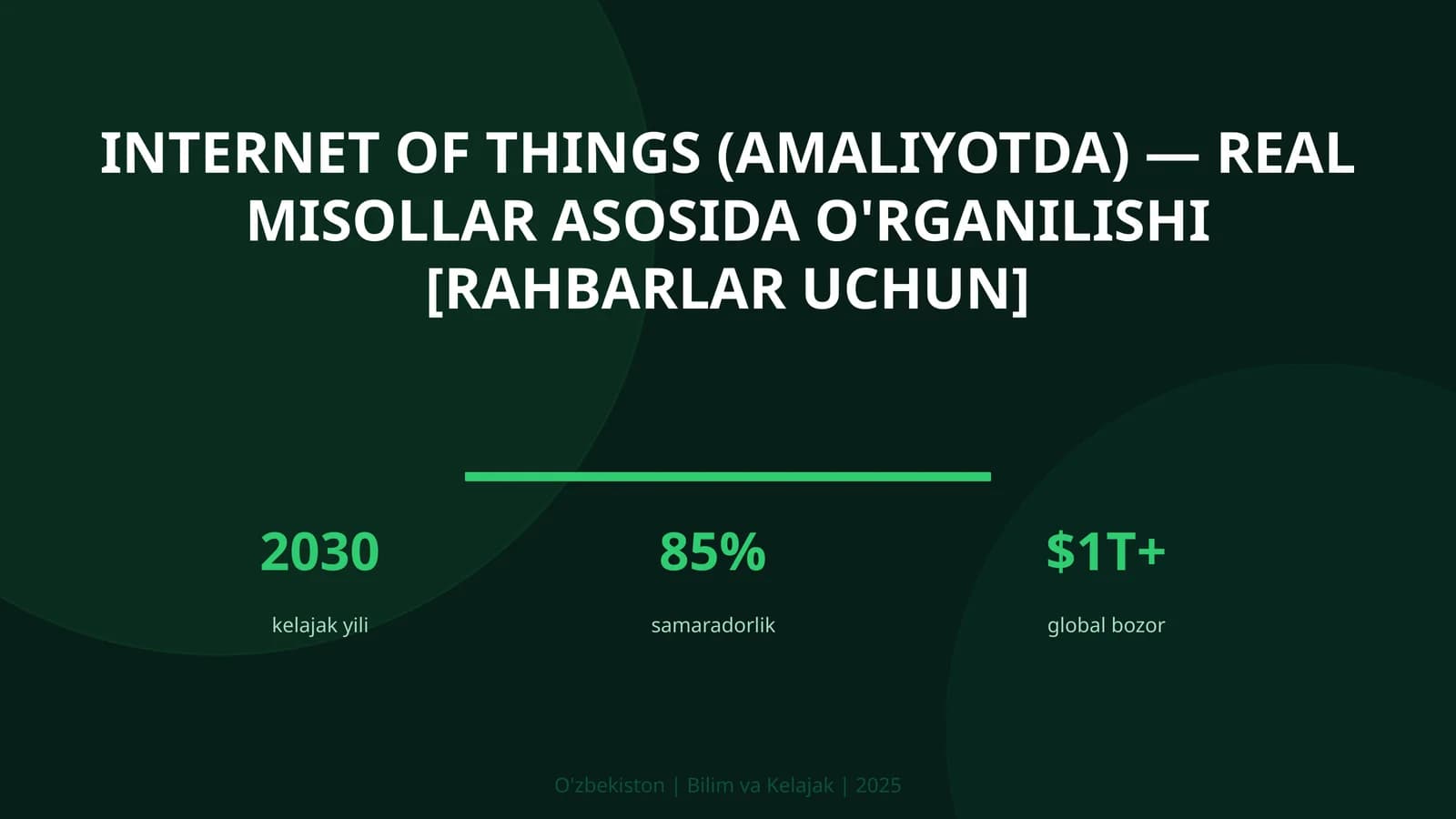Internet of Things (amaliyotda) — real misollar asosida o'rganilishi [rahbarlar uchun]