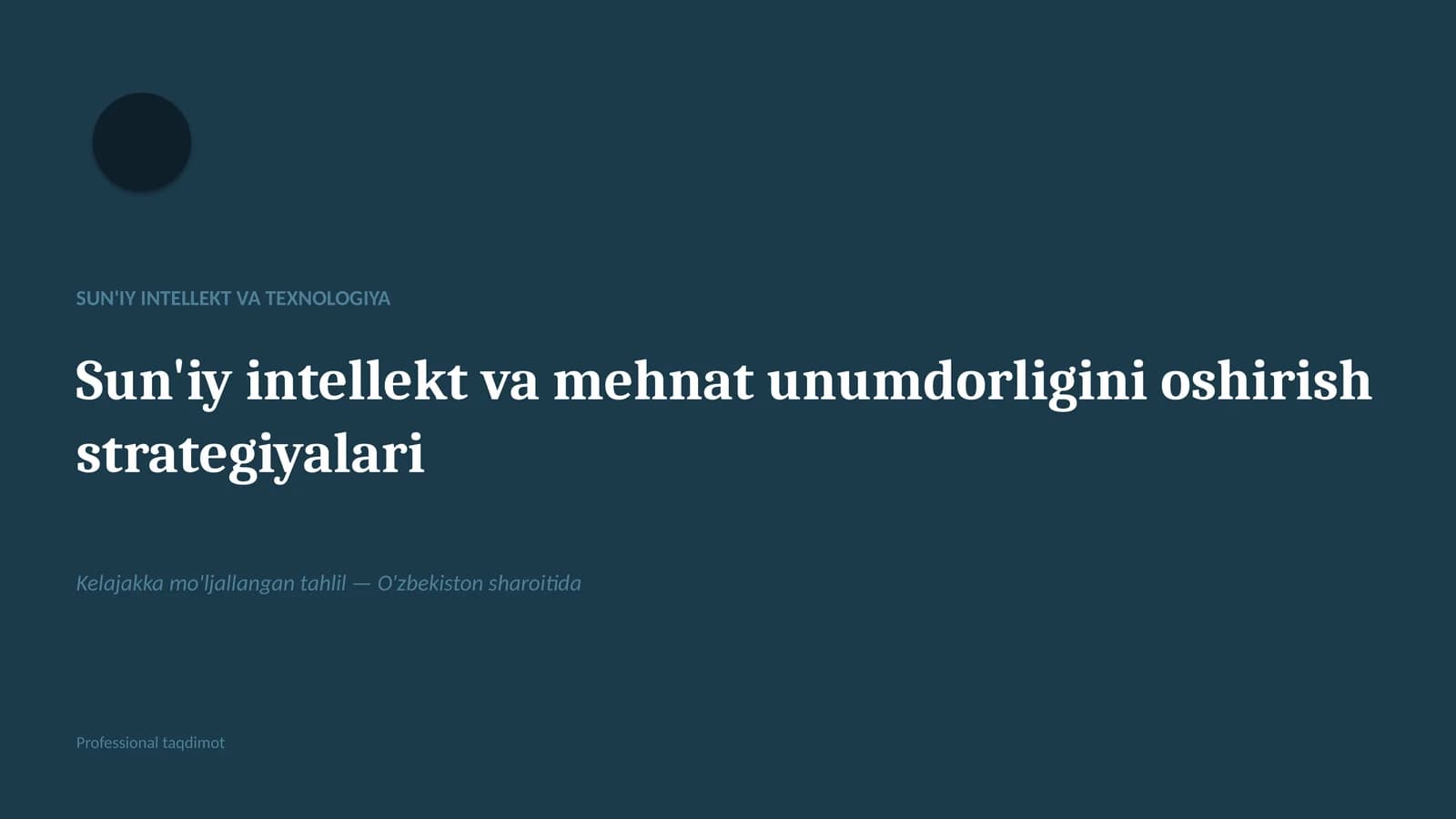 Sun'iy Intellekt va Texnologiya