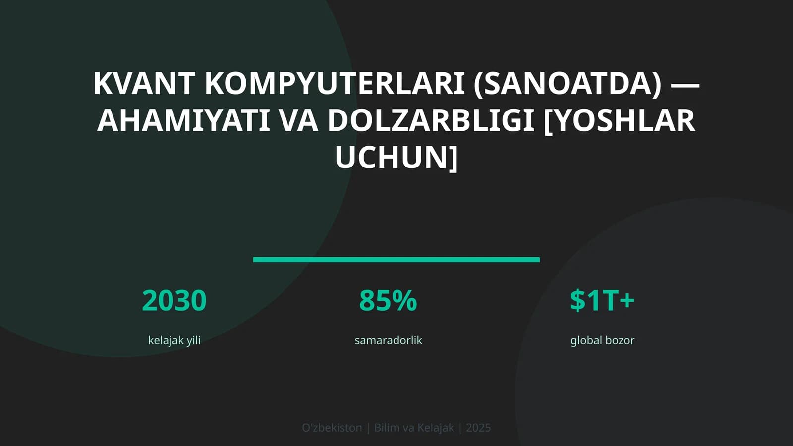Kvant kompyuterlari (sanoatda) - ahamiyati va dolzarbligi [yoshlar uchun]