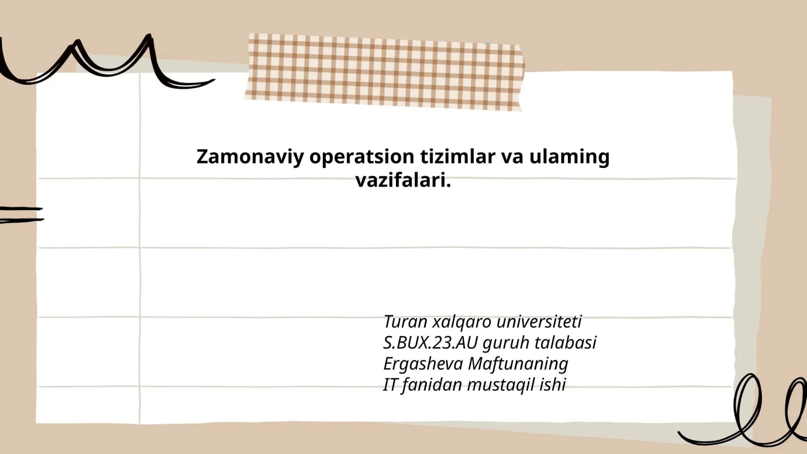 Zamonaviy operatsion tizimlar va ulaming vazifalari