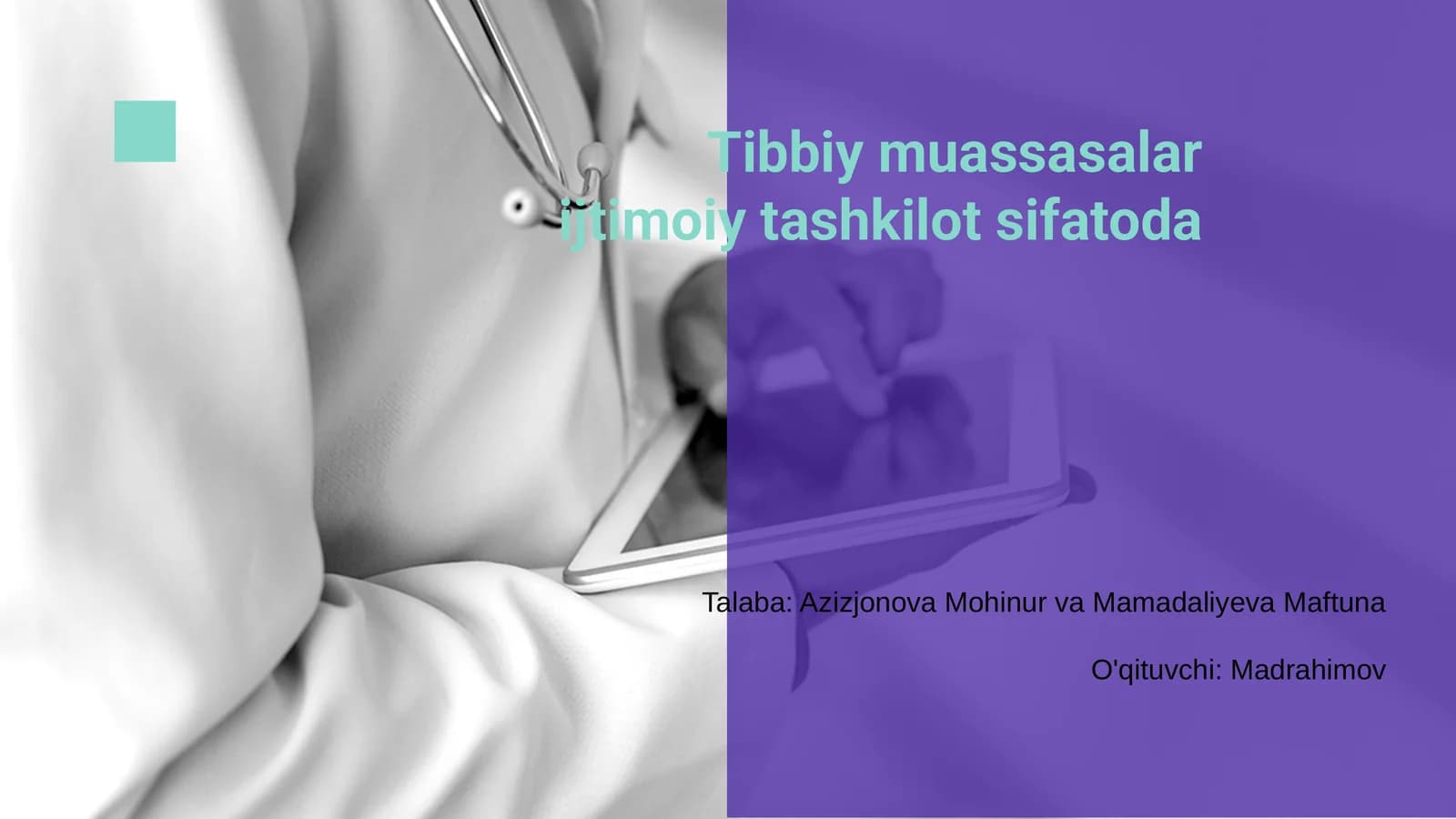 Tibbiy muassasalar ijtimoiy tashkilot sifatoda
