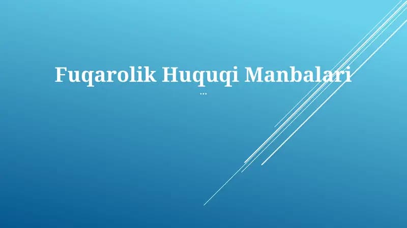 Fuqarolik Huquqi Manbalari