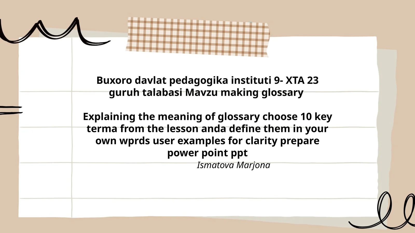 Mavzu making glossary