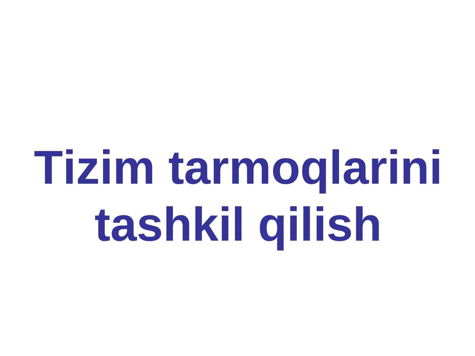 Tizim tarmoqlarini tashkil qilish
