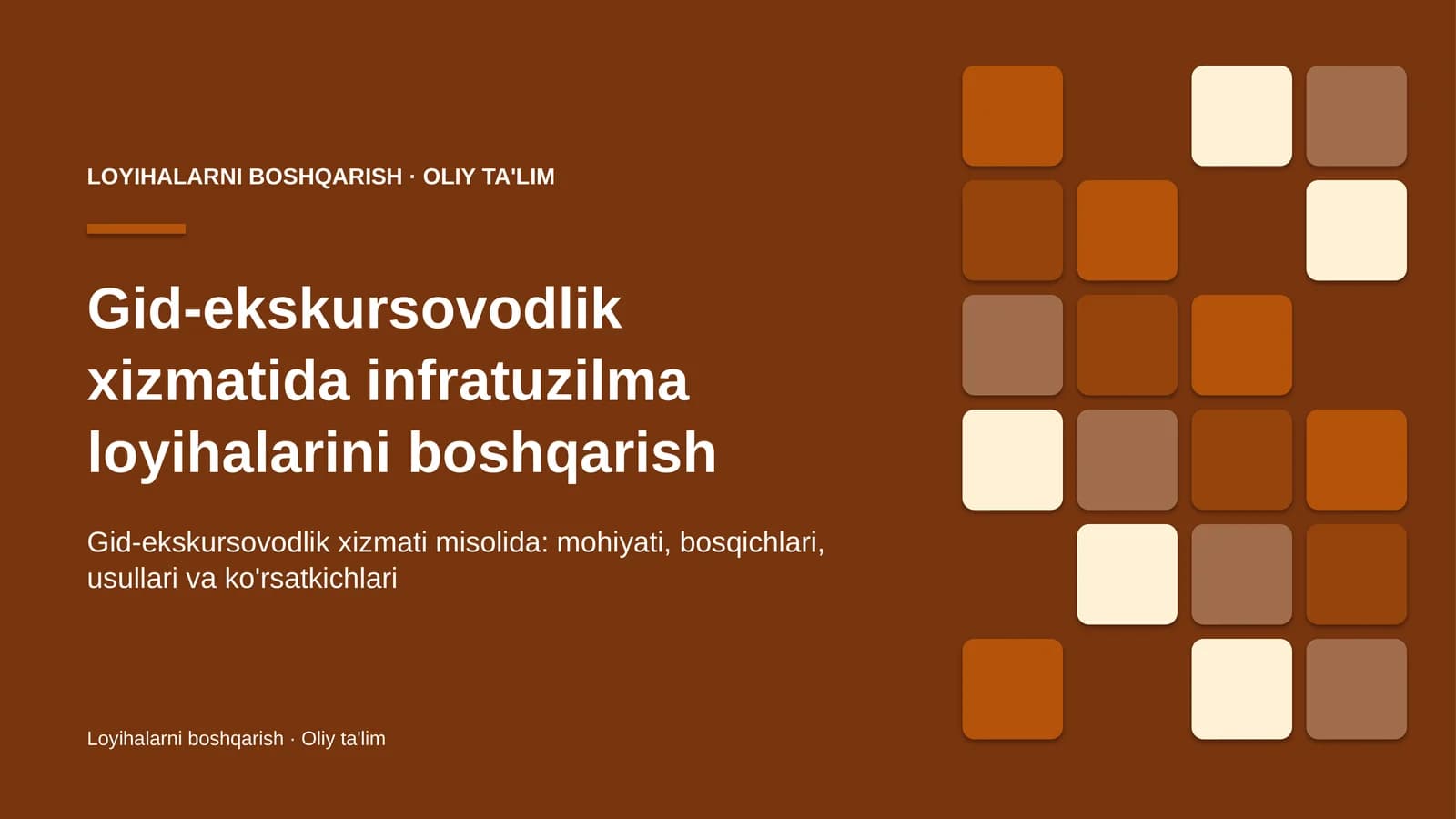 gid ekskursovodlik xizmatida infratuzilma loyihalarini boshqarish 4521