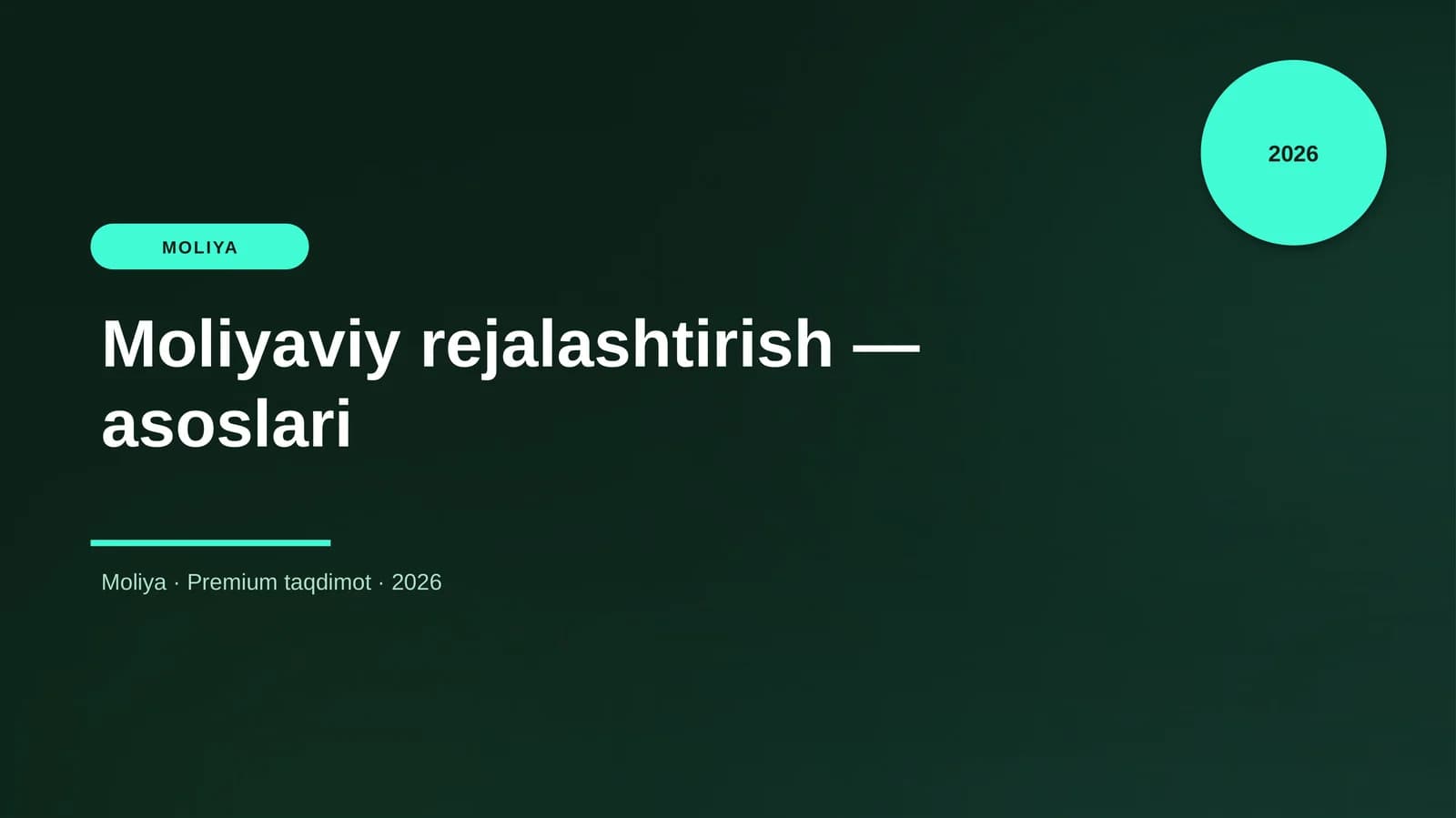 Moliyaviy rejalashtirish — asoslari